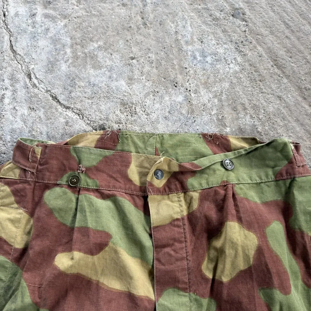 Vtg WWII Italian Camo Pants Military 34-38x31 Adjustable Telo Mimetico Frog Skin